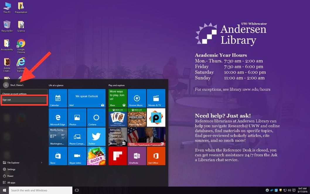 Windows10 Logout Screenshot