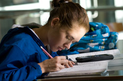 Accounting student studying