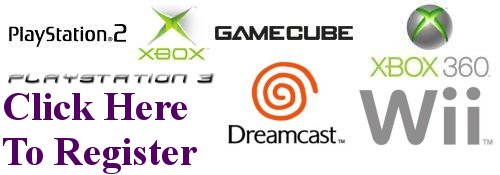 Register Here, PS2, PS3, Dreamcast, XBox, Xbox360, GameCube, Wii Logos