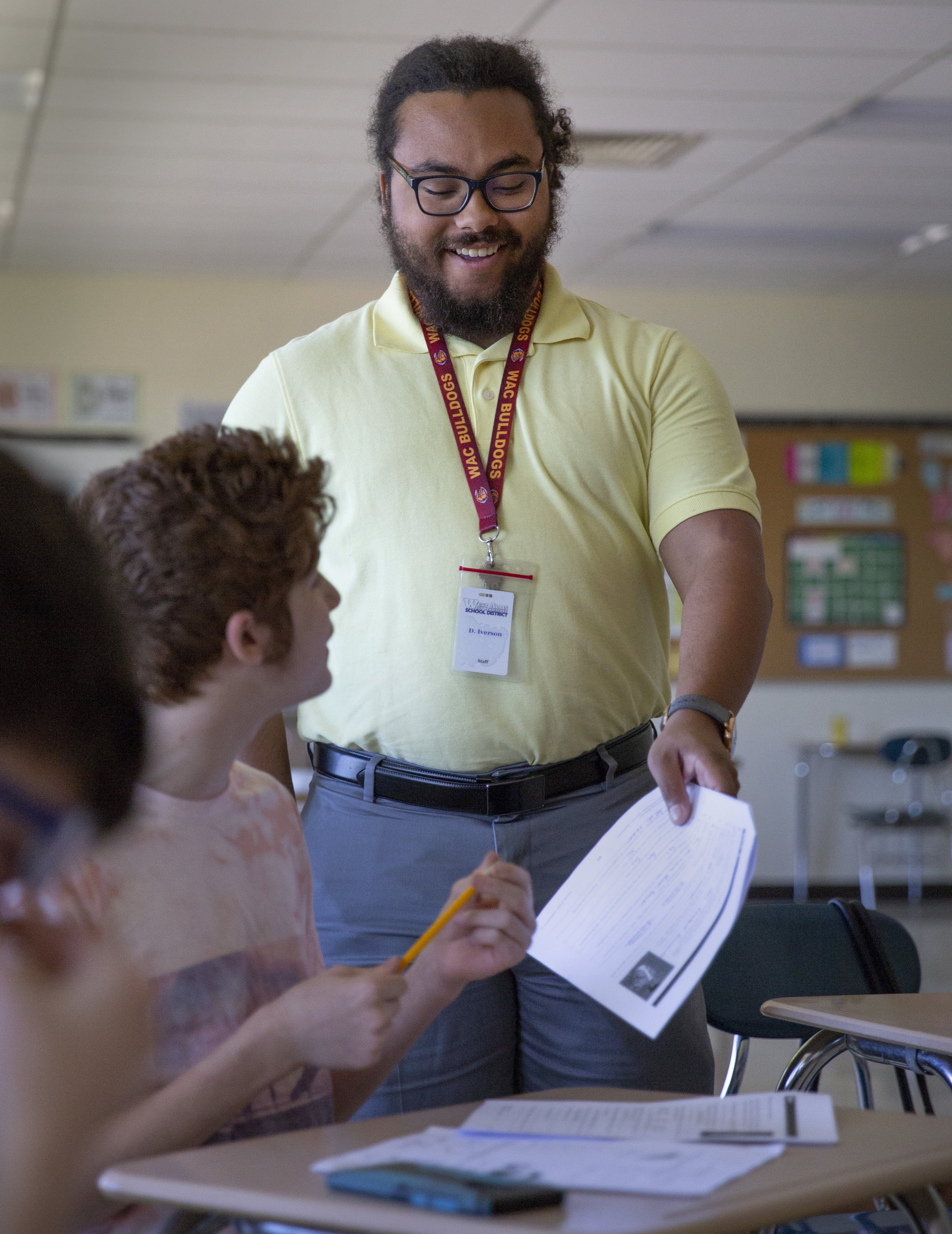 Deonte Iverson is finishing his student teaching requirement at West Allis High School, on May 23, 2019.