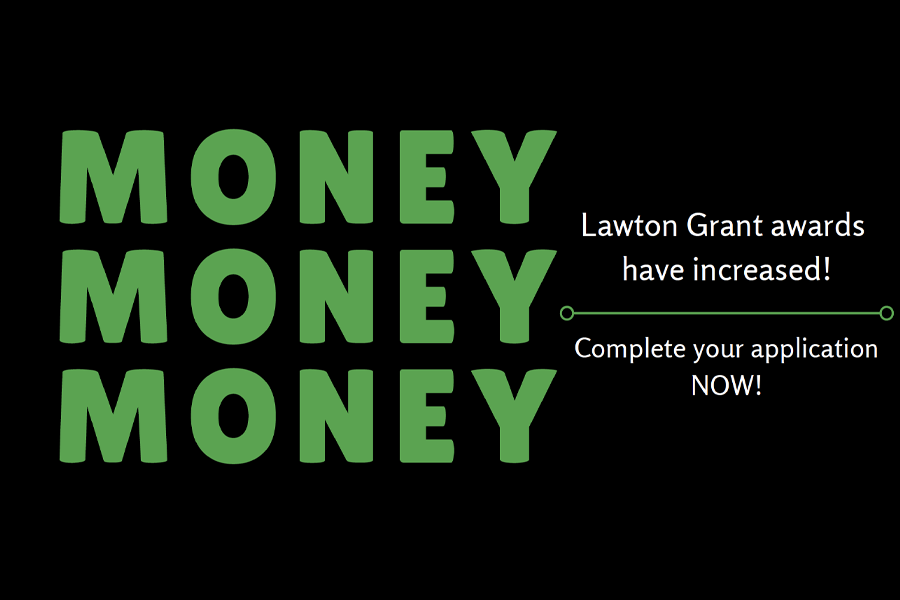 Graphic with black background and green text that says Money Money Money.