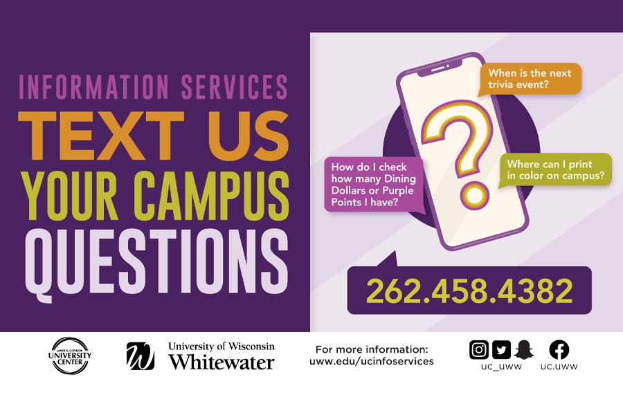 Graphic of text us your campus questions.