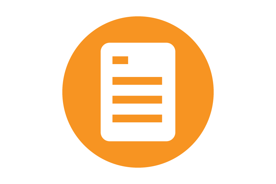An icon of a paper indicating a contract on an orange background