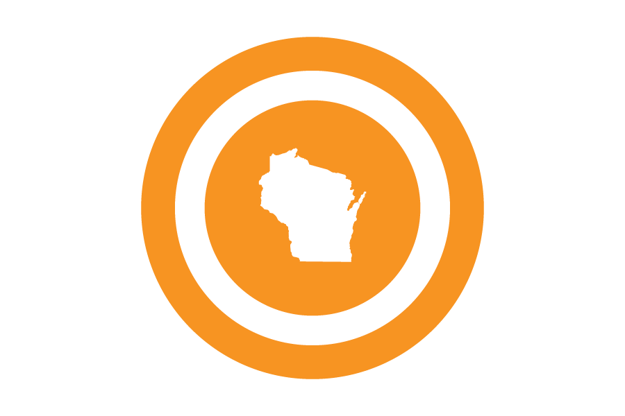 Icon of Wisconsin on an orange background