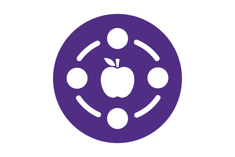 Icon of circles surrounding an apple.