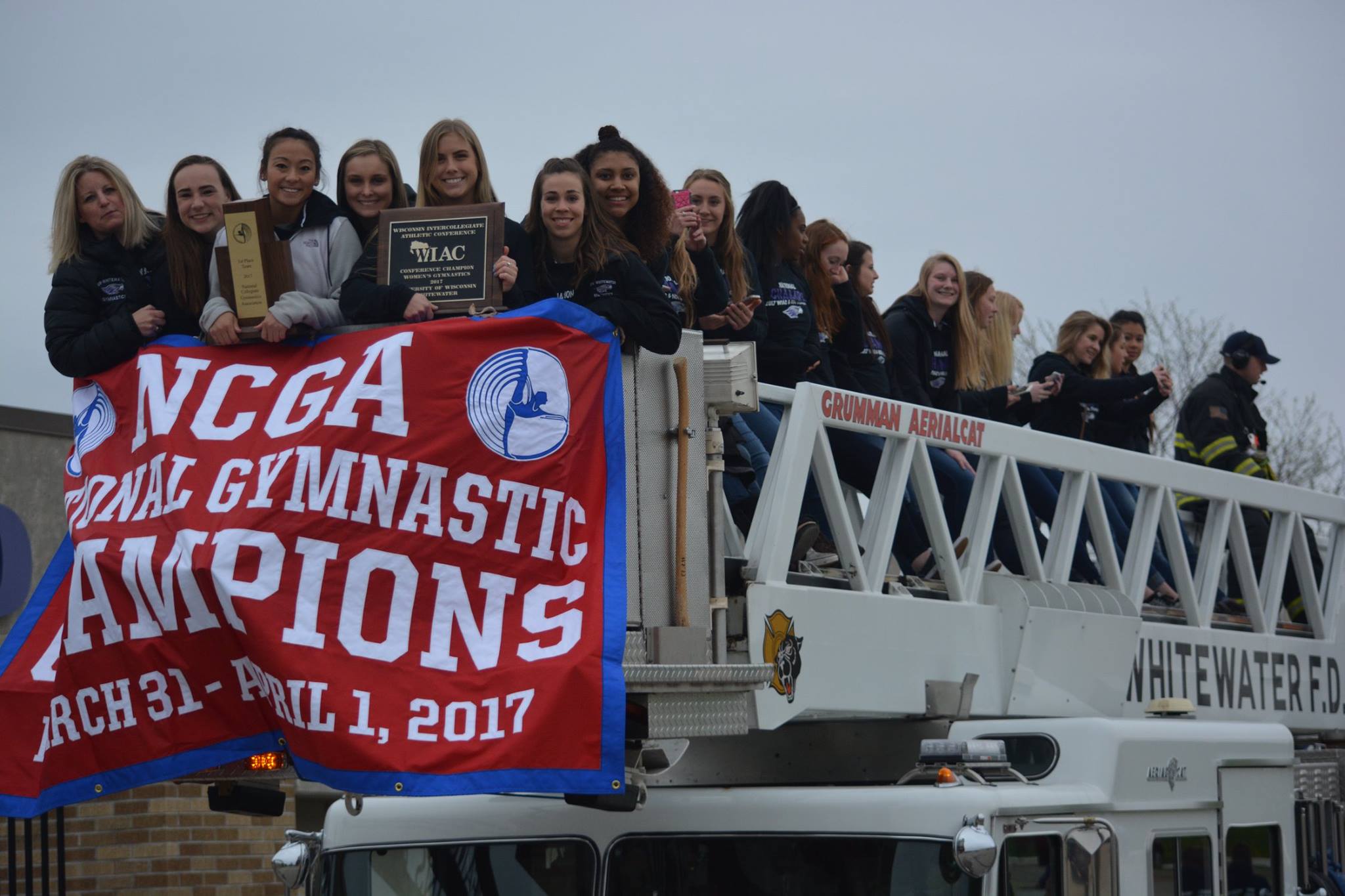 2017 Gymnastics Team on Firetruck 