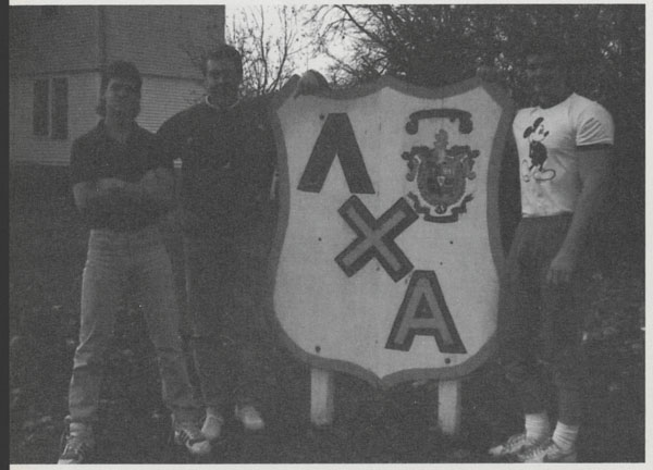 Sign in front of Lambda Chi Alpha's house in 1989.