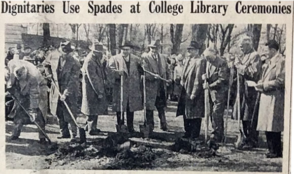 Newspaper image of the library groundbreaking