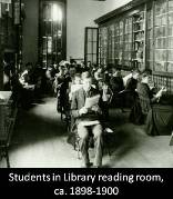 Students in Old Main, Library reading room ca. 1898-1900