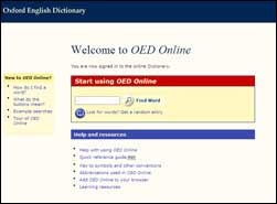 OED screenshot