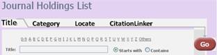 Search box in Journal Holdings List