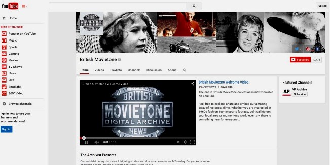 screenshot of British Movietone via YouTube