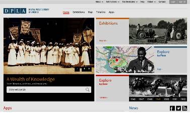 Screen shot of DPLA homepage