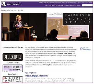 Fairhaven lecture series webpage screenshot