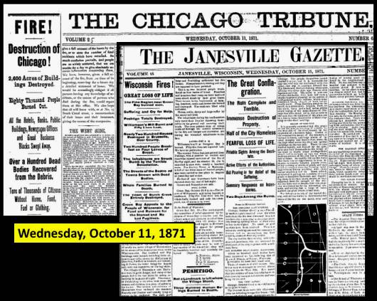 two newspapers showing coverage of the fires