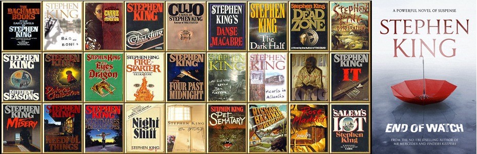 collage of book covers of titles written by Stephen King