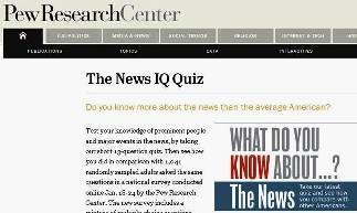screen shot of Pew News IQ Quiz web page