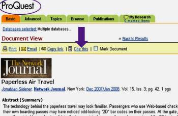 ProQuest citation screenshot