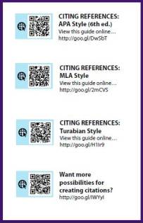 Photo of QR Code sign for citation guides online