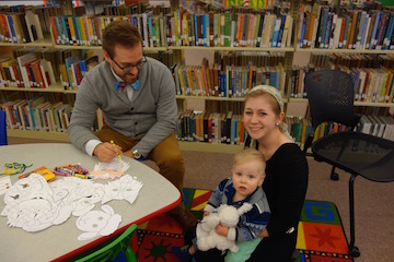 Our business librarian and her family participating in the Stuffed Animal Sleepover