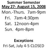 summer library hours