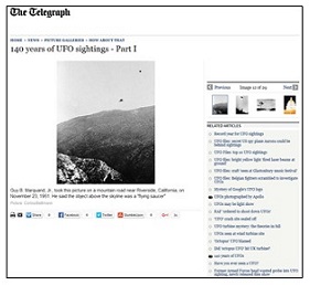 screenshot of The Telegraph site of UFO photos