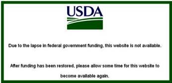 screen shot of USDA.gov web site on Oct. 1, 2013