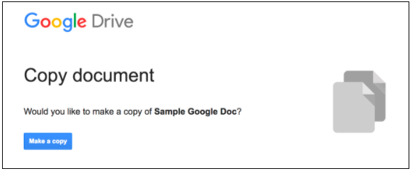 Screenshot of Google Prompt to Copy Document