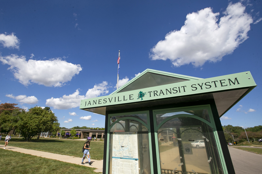 Janesville transit system entrance.