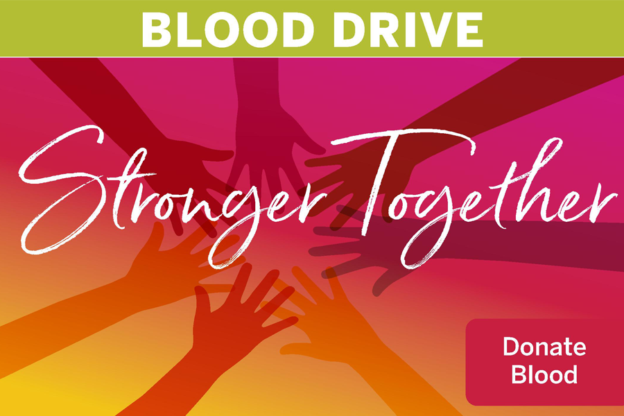 Stronger Together graphic with hands together. 