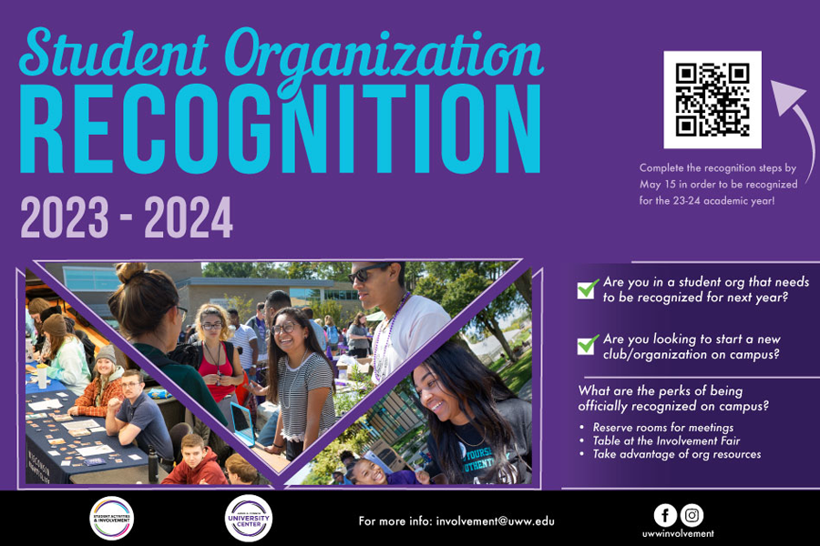 Student Organization Recognition graphic with purple background.