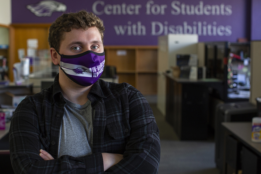 Thomas Hamilton in the office of the Center for Students with Disabilities.