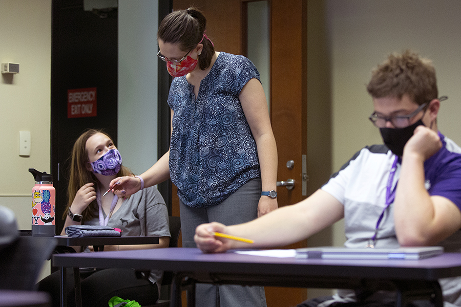 Students work with instructor Sara Athorp.