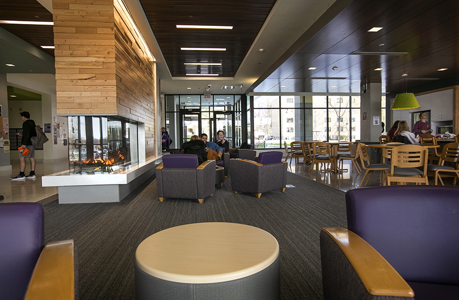 The lobby and gathering space of Ma’iingan Hall.