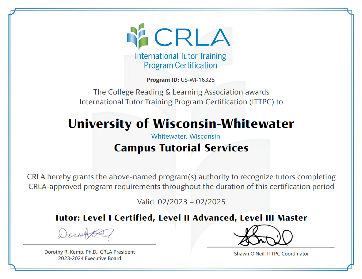 CRLA certificate 