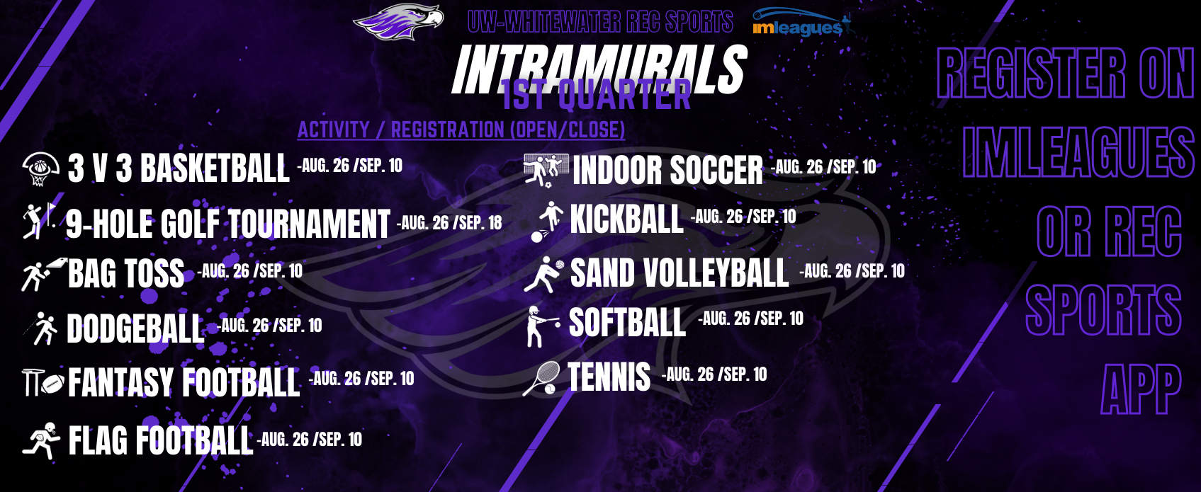 Intramural Sports Activity Schedule for Fall 2024