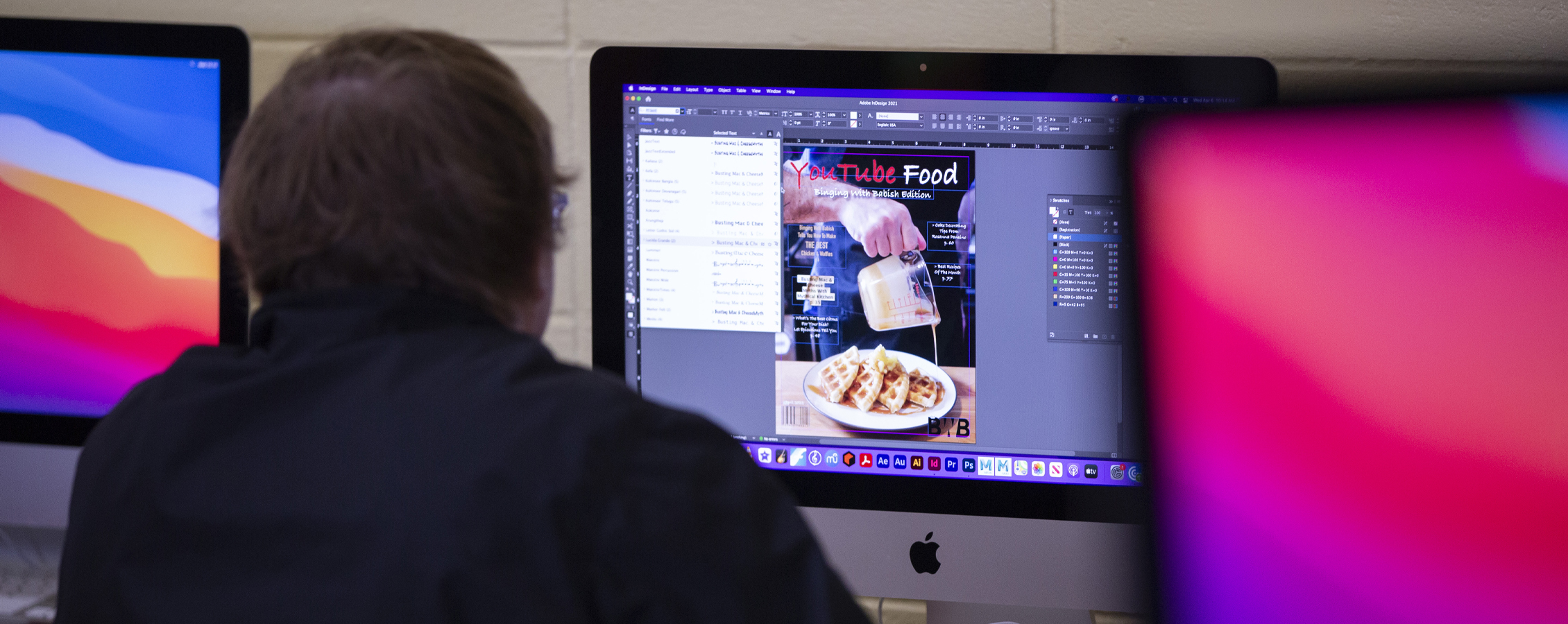 Student working on iMac computers