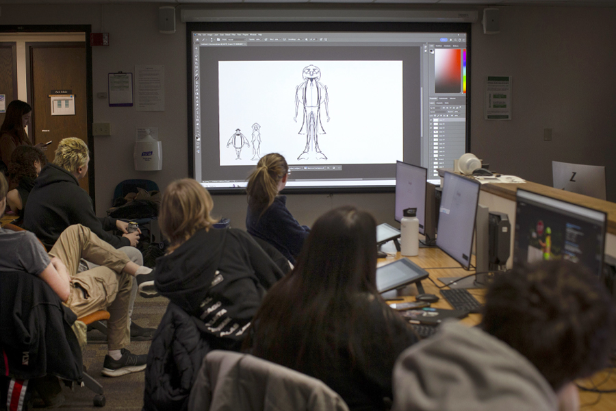 Graphic design professor explains how to use design programming on the University of Wisconsin Whitewater campus.