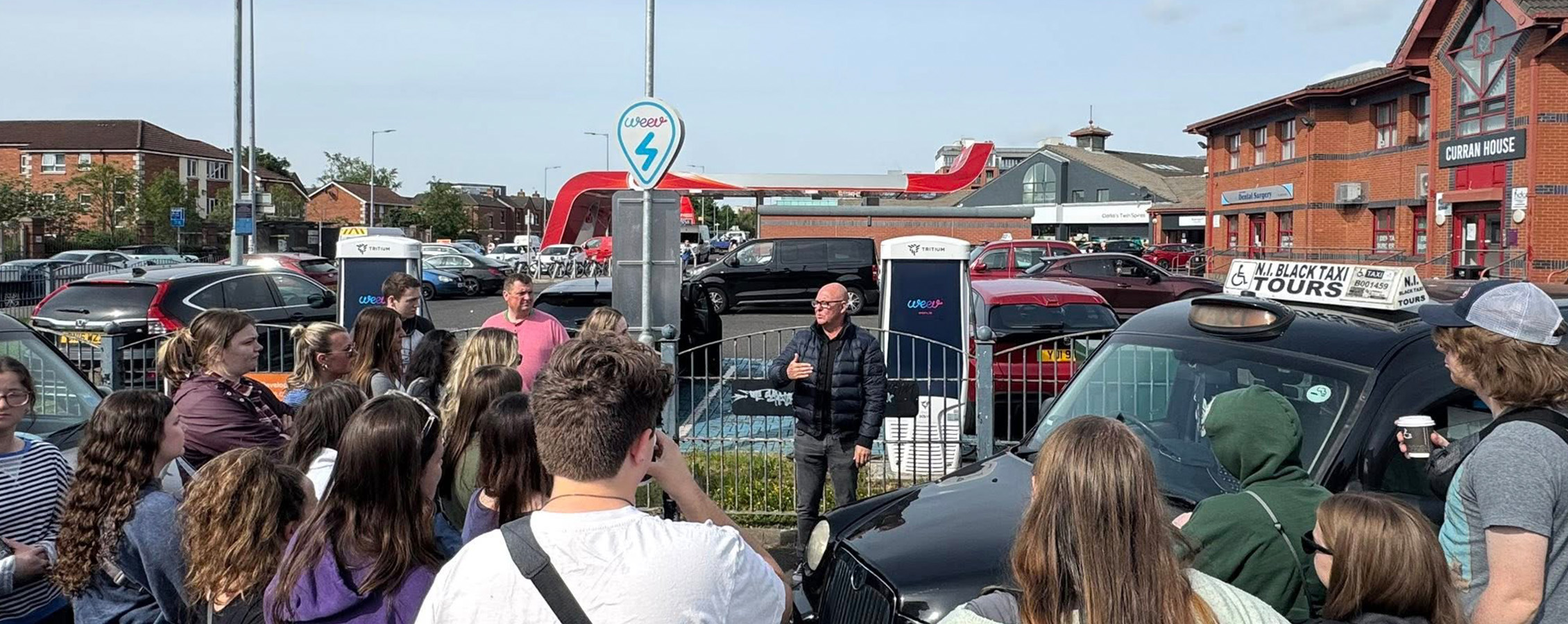 UW-Whitewater students listening to a tour guide in Ireland