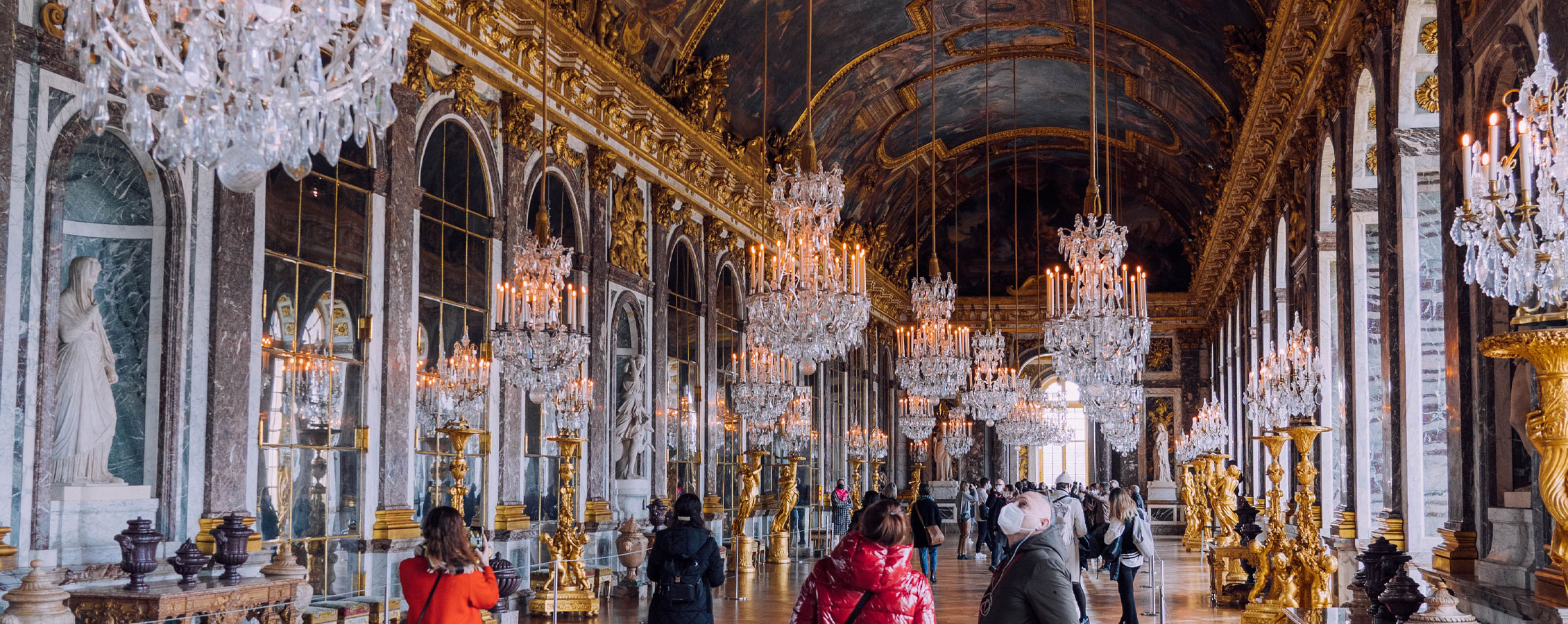 The Hall of Mirrors in the Castle of Versailles.