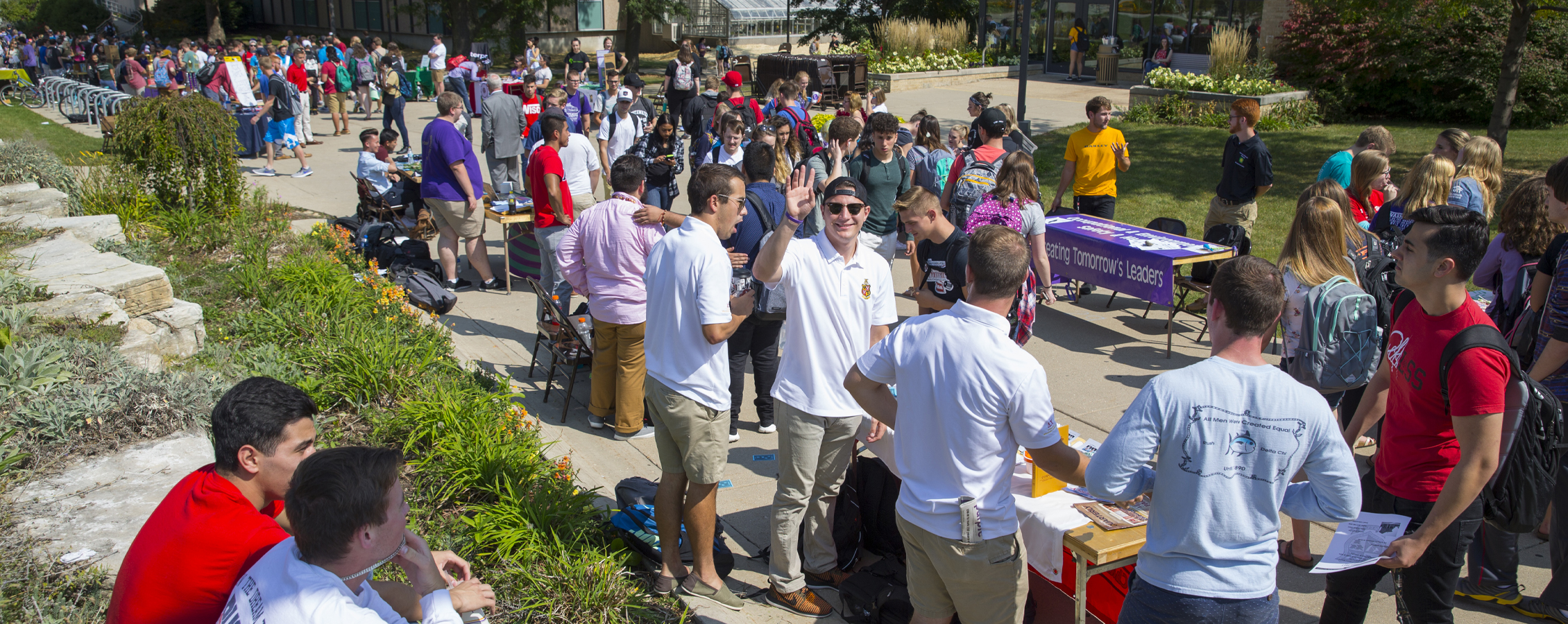 Students on the Wyman Mall during the Involvement Fair.