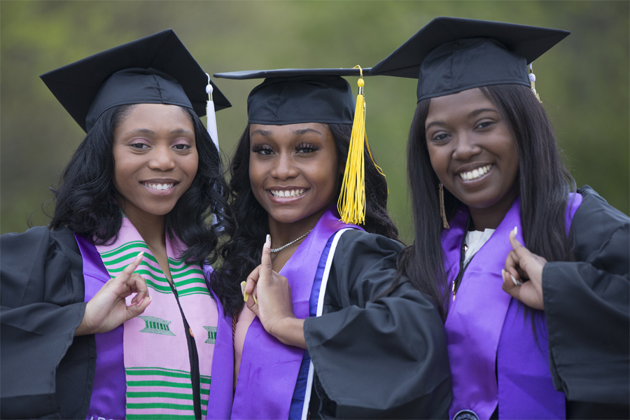 UW-Whitewater psychology program graduates in cap and gown