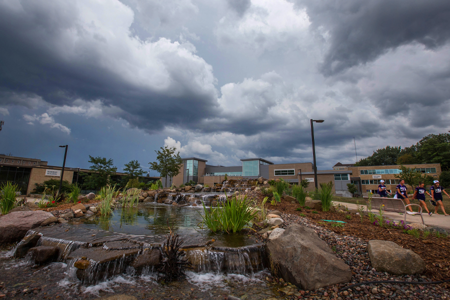 Storm clouds roll in over the University Center.