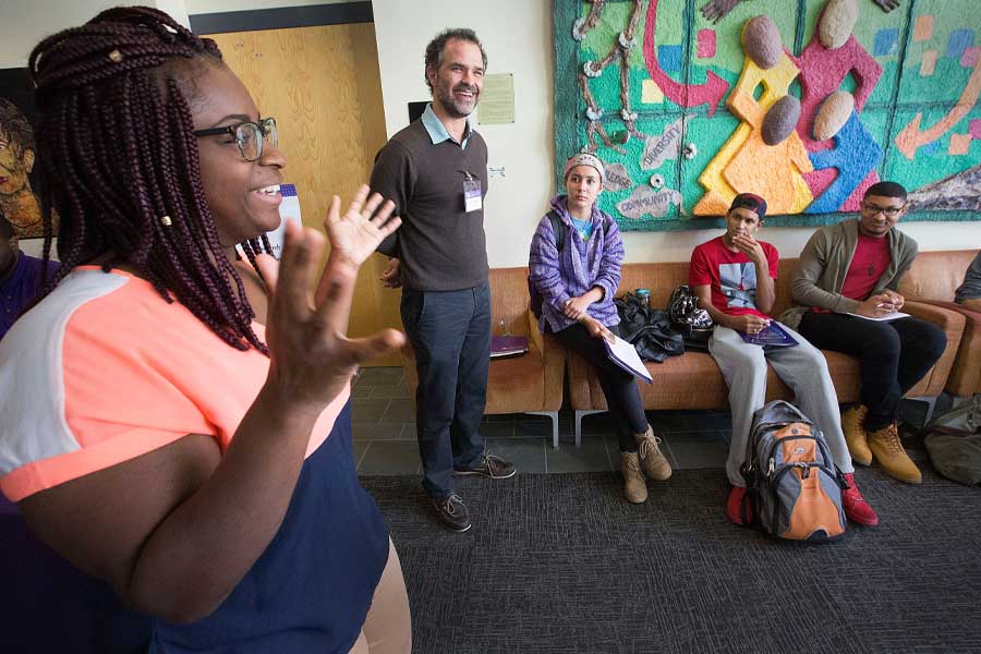 Psychology student presents to class