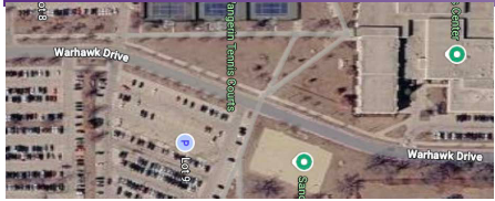 This is an arial map view of Warhawk drive.