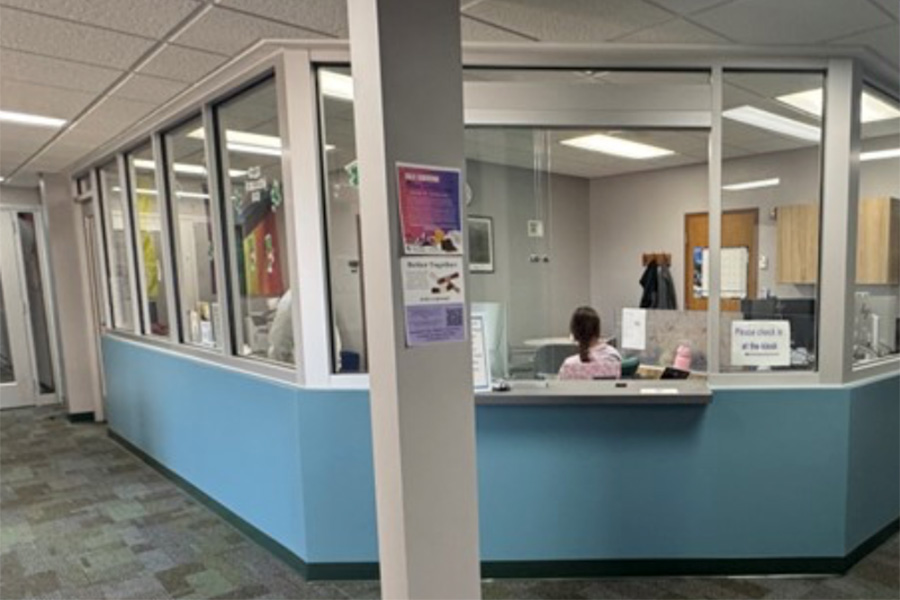 Entry desk at the University Health Center