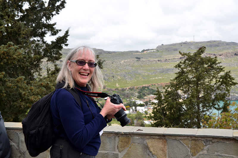 Gail Fox photographs the picturesque town of Lindos on the Island of Rhodes