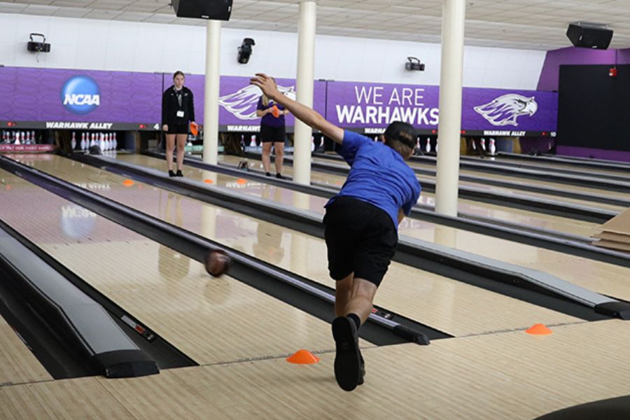 Bowling lining up for a strike
