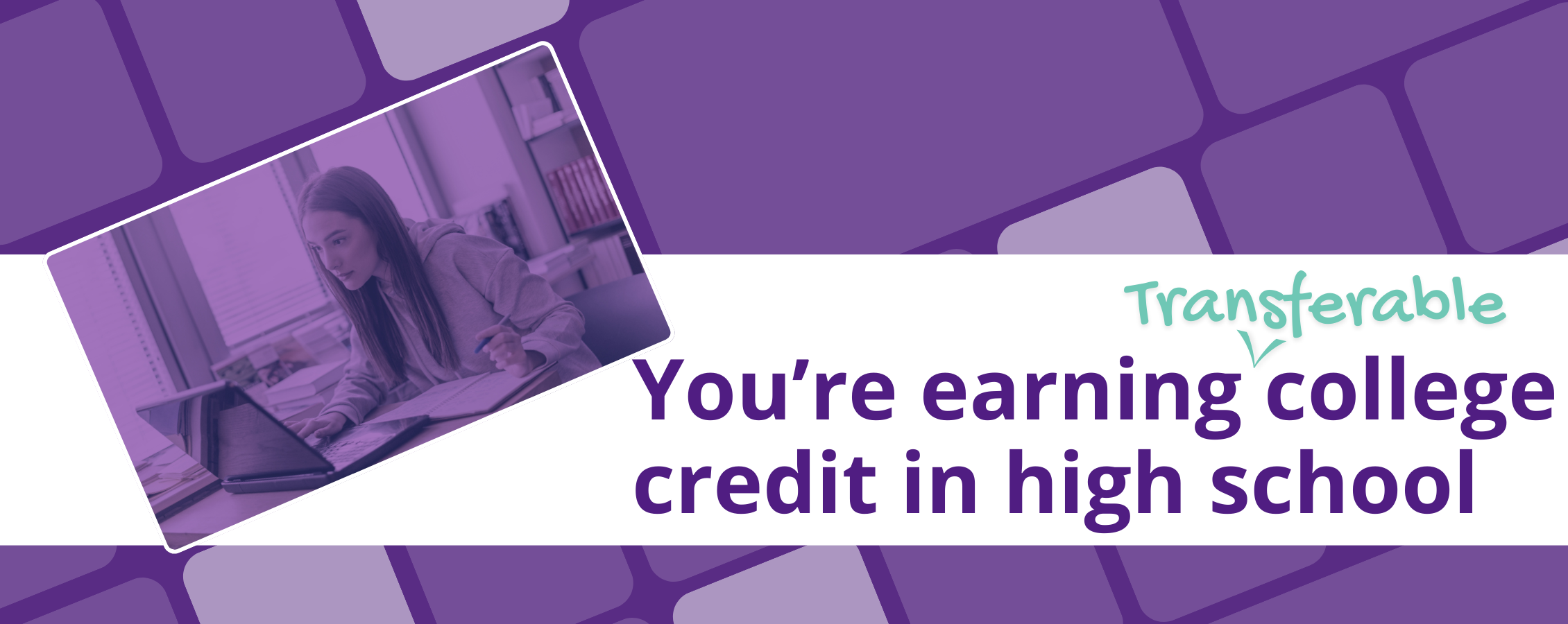 Transfer text on a purple banner