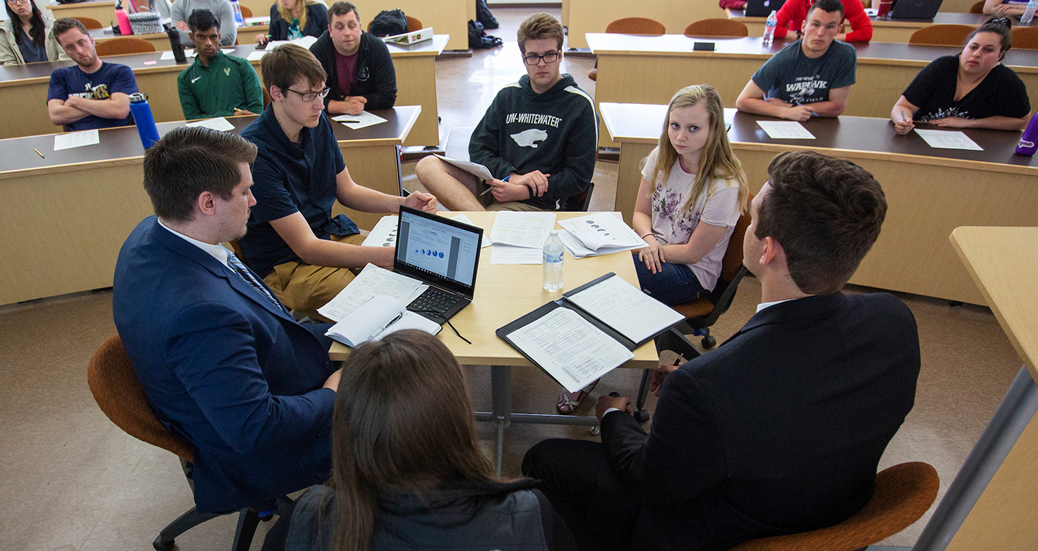 Students in an advanced financial planning class at UW-Whitewater